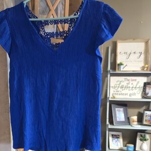 Mine Royal Blue Blouse with Lace Accent